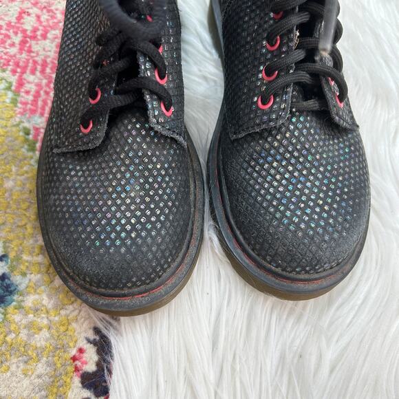 Dr. Marten Black Colorful Shimmer Leather Delaney Combat Boot Kids Girls 1 - Picture 4 of 8